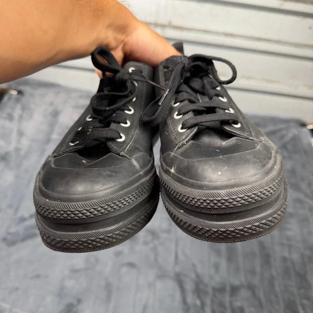 Diesel S-Jomua LC Mens 10.5 Triple Black Leather Platform Sneakers Y02716 PR013